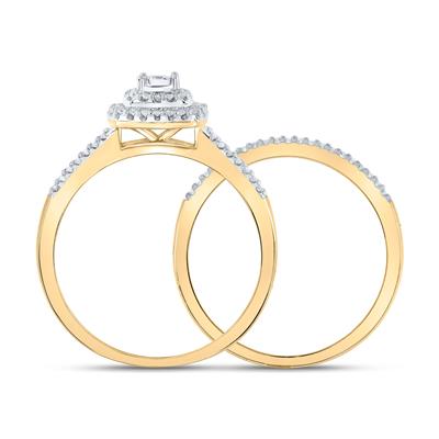Round Diamond Halo Bridal Wedding Ring Set 1/4 Cttw