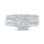 Round Diamond Cluster Bridal Wedding Ring Set 1/3 Cttw Miral Jewelry
