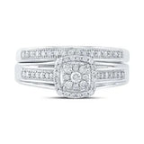 Round Diamond Cluster Bridal Wedding Ring Set 1/3 Cttw Miral Jewelry