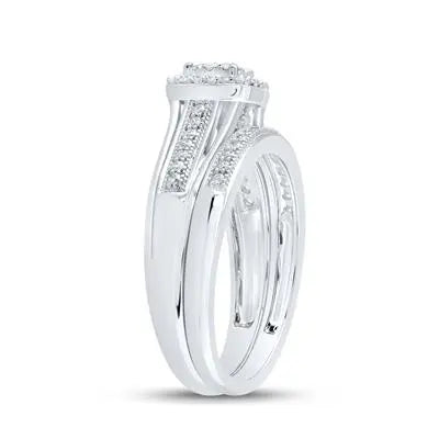 Round Diamond Cluster Bridal Wedding Ring Set 1/3 Cttw Miral Jewelry