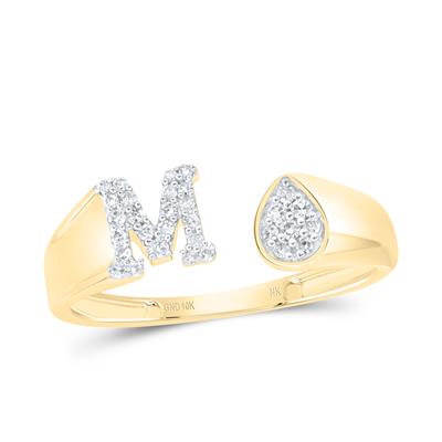 Yellow Gold Initial Ring With Diamonds