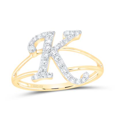 Yellow Gold Initial Ring With Diamond