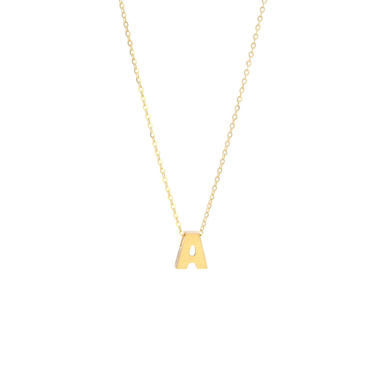 Initial A Necklace Yellow Gold Necklace - Miral Jewelry