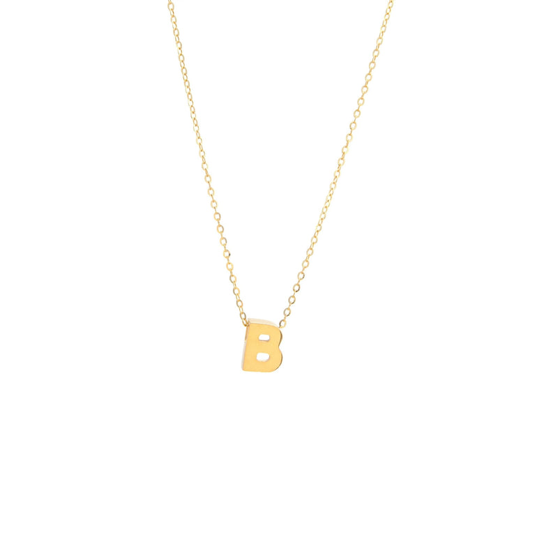 Initial B Necklace Yellow Gold Necklace - Miral Jewelry