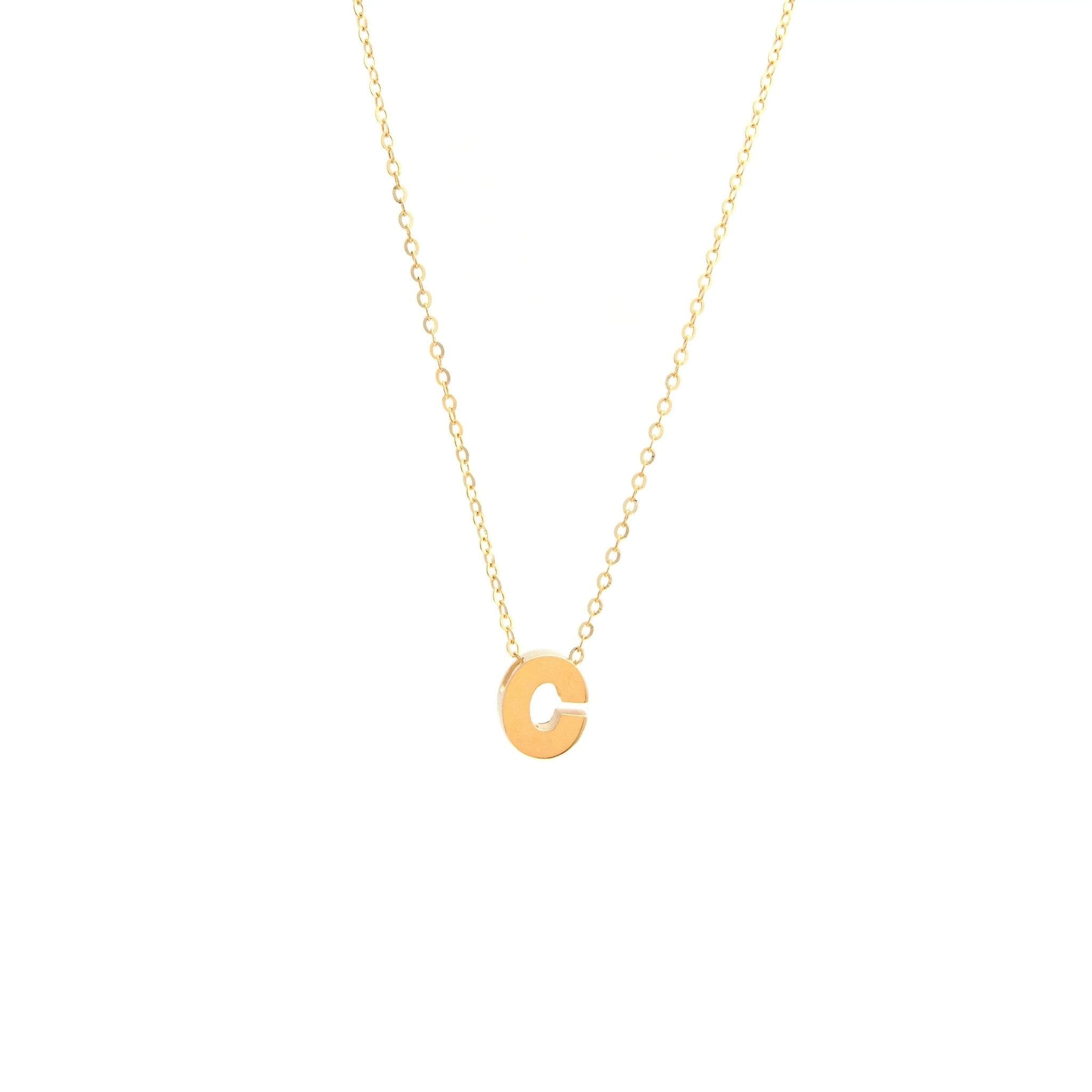 Initial C in 14k Yellow Gold Necklace - Miral Jewelry