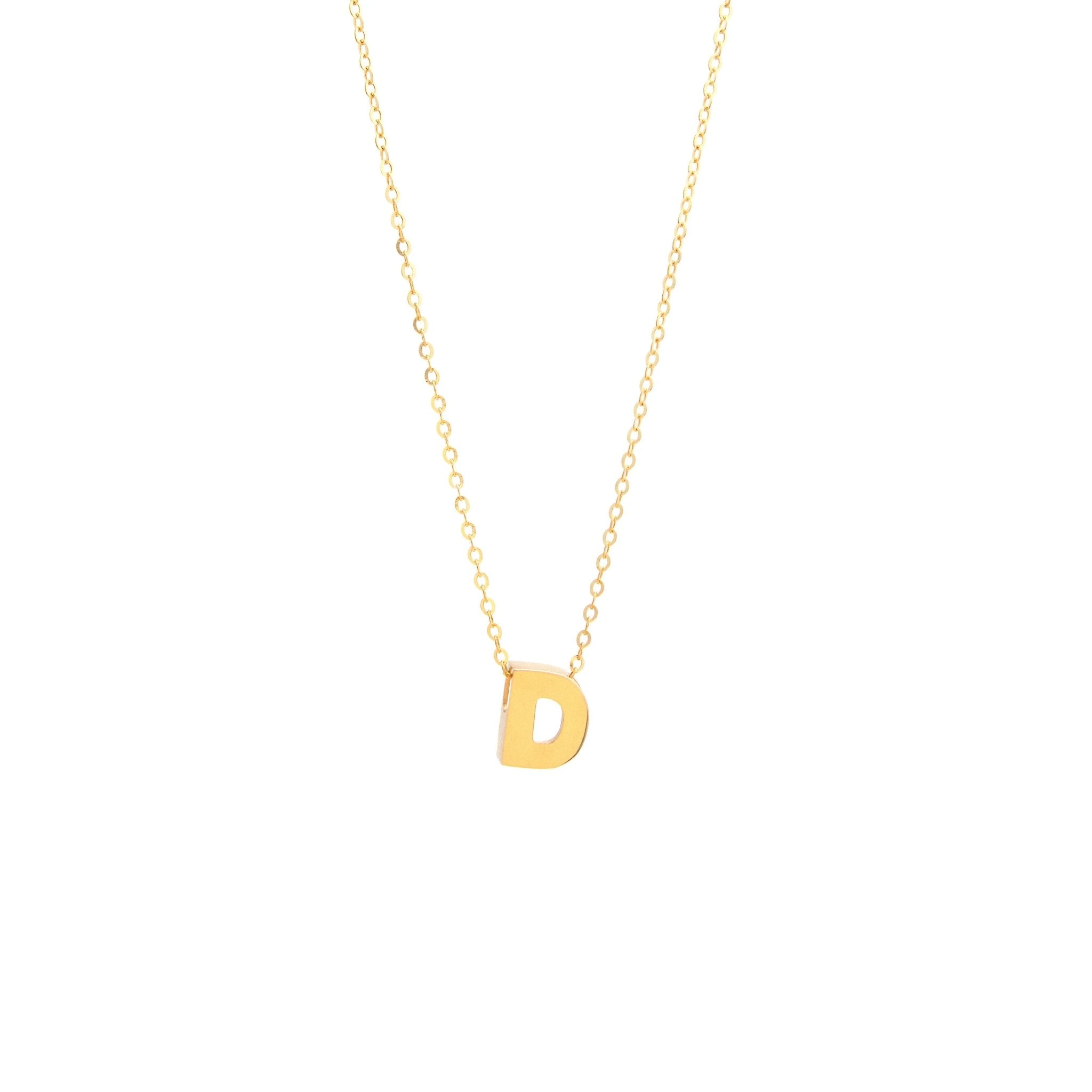 Initial D in 14k Yellow Gold Necklace - Miral Jewelry