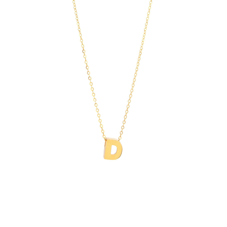 Initial D in 14k Yellow Gold Necklace - Miral Jewelry