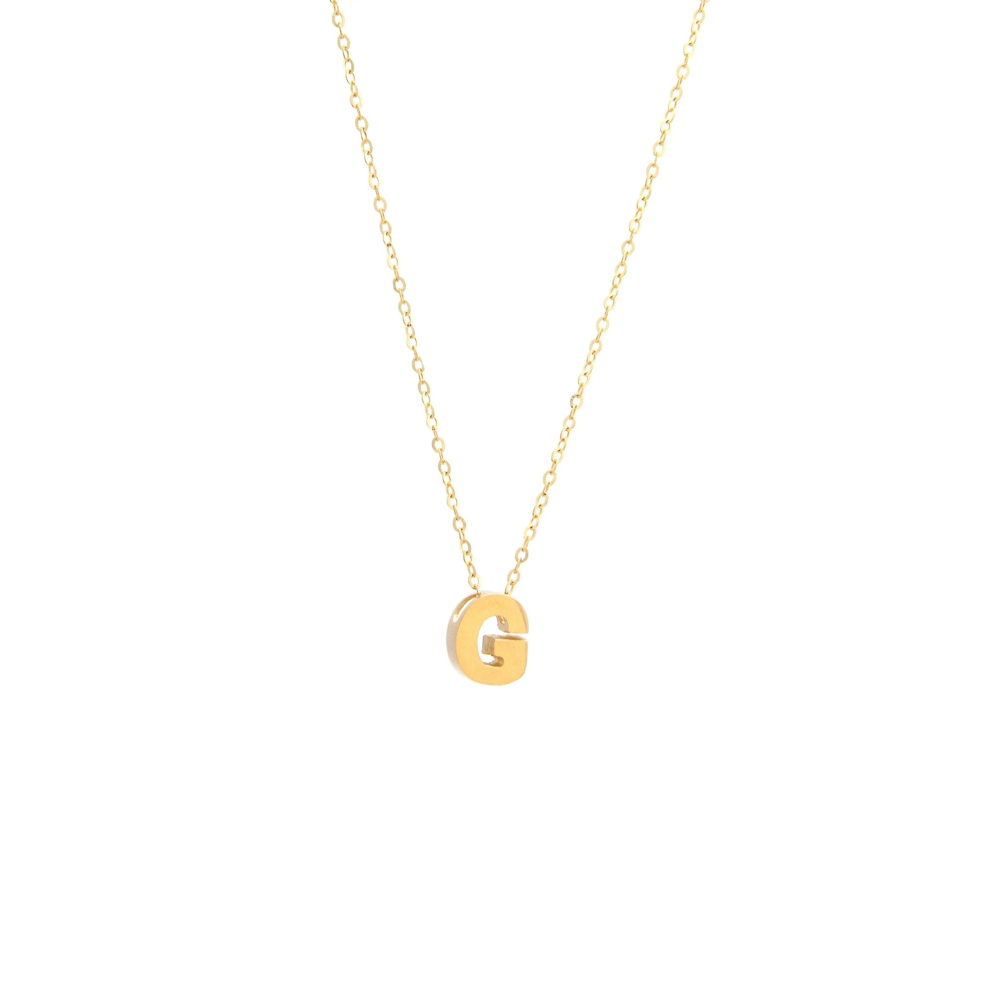Initial G in 14k Yellow Gold Necklace - Miral Jewelry
