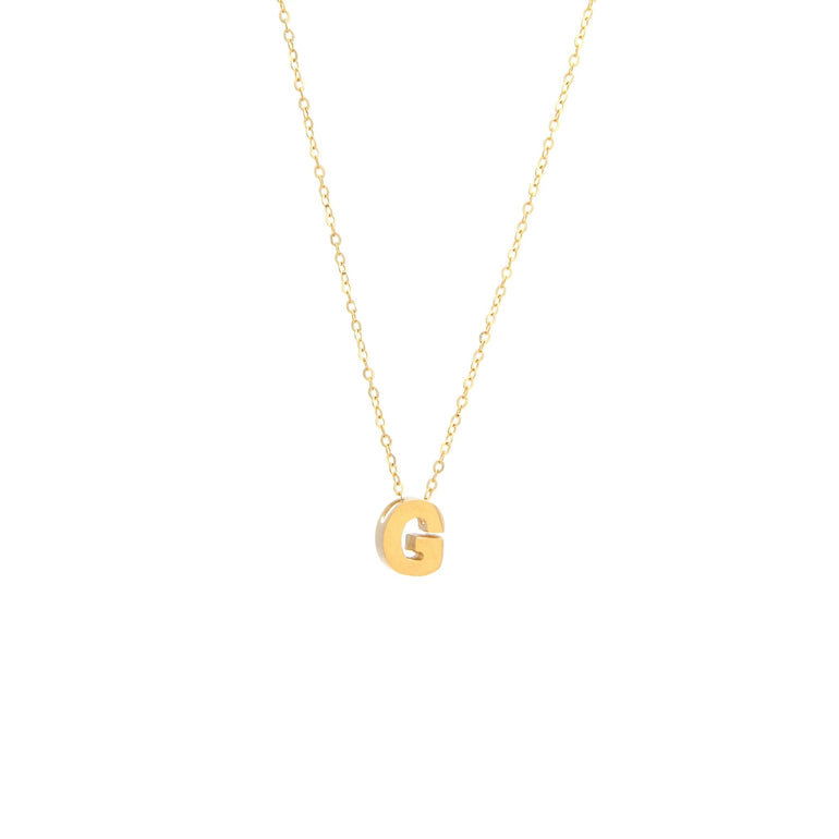 Initial G in 14k Yellow Gold Necklace - Miral Jewelry