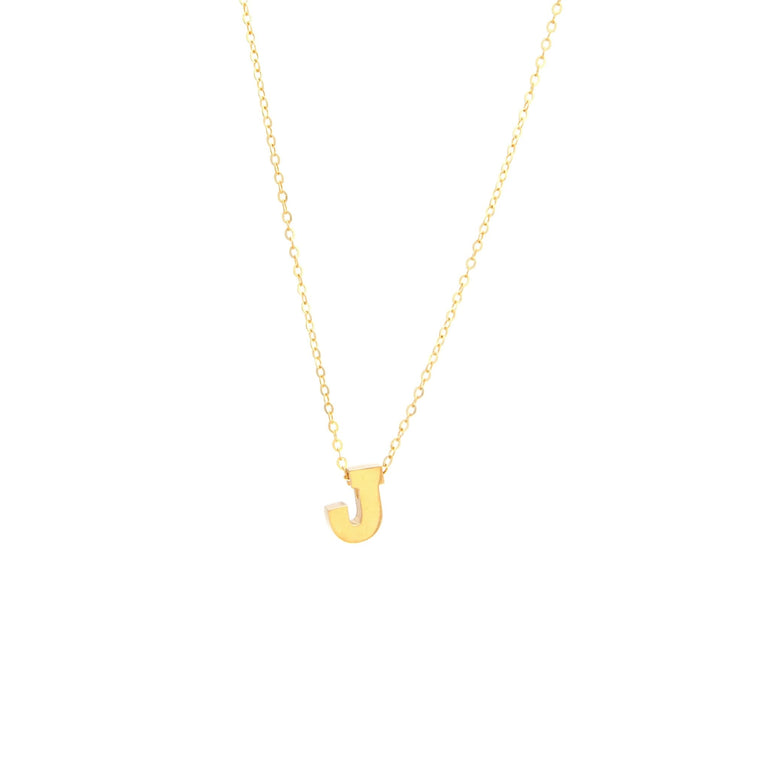 Initial J in 14k Yellow Gold Necklace - Miral Jewelry