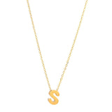 Initial S in 14k Yellow Gold Necklace - Miral Jewelry
