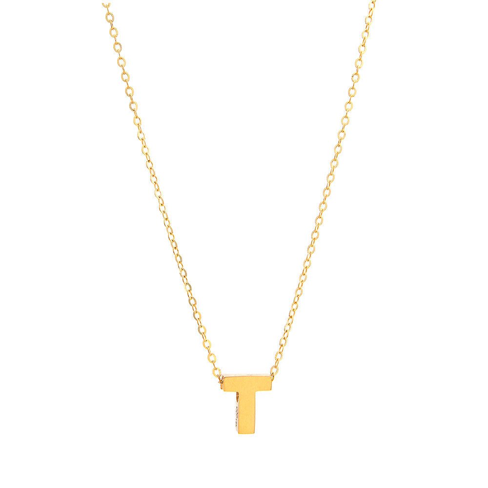 14K Yellow Gold Initial T Necklace