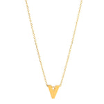 Initial V in 14k Yellow Gold Necklace - Miral Jewelry