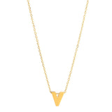 Initial V in 14k Yellow Gold Necklace - Miral Jewelry