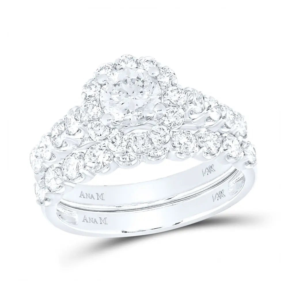 Round Diamond Bridal Wedding Ring Set 2 Ctw (Certified) - Miral Jewelry