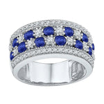 Sterling Silver Womens Round Lab - Created Blue Sapphire Band Ring - Miral Jewelry