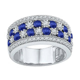 Sterling Silver Womens Round Lab - Created Blue Sapphire Band Ring - Miral Jewelry
