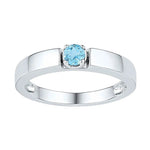 Sterling Silver Womens Round Lab - Created Blue Topaz Solitaire Ring - Miral Jewelry