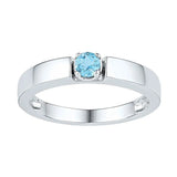 Sterling Silver Womens Round Lab - Created Blue Topaz Solitaire Ring - Miral Jewelry