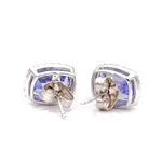 White 14 Karat Stud Earrings With 0.15Tw Round Diamonds And 2=3.06Tw Oval Tanzanites - Miral Jewelry