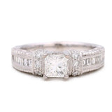 White Gold 14k Statement Diamond Engagement Ring with 0.72Tw Princes Diamond and 0.58 Tw Varius Shapes Diamonds - Miral Jewelry