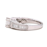 White Gold 14k Statement Diamond Engagement Ring with 0.72Tw Princes Diamond and 0.58 Tw Varius Shapes Diamonds - Miral Jewelry