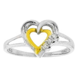 Womens Round Diamond Double Heart Ring .03 Cttw Size 6 - Miral Jewelry