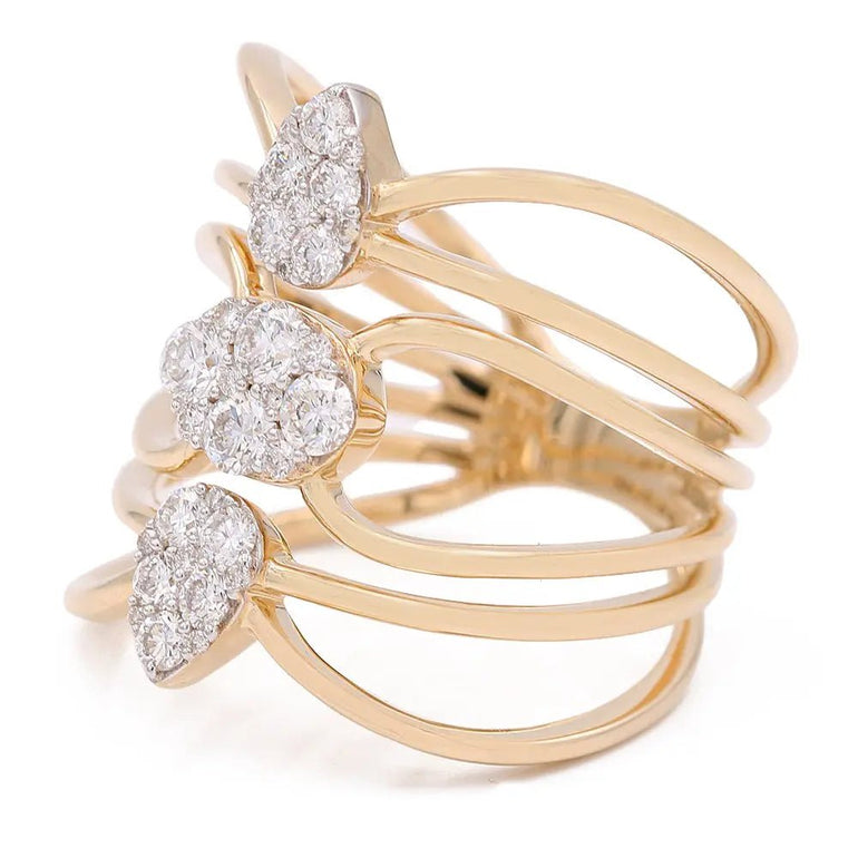 Yellow Gold 14k Fashion Ring With Diamonds - Miral Jewelry