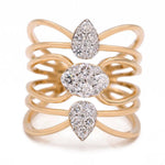 Yellow Gold 14k Fashion Ring With Diamonds - Miral Jewelry