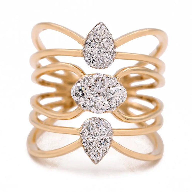 Yellow Gold 14k Fashion Ring With Diamonds - Miral Jewelry