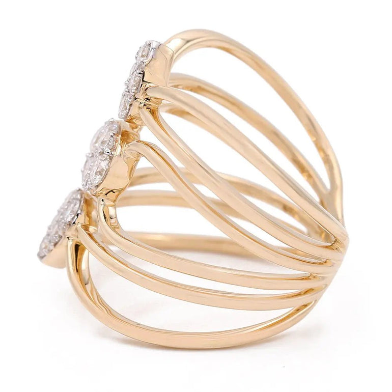 Yellow Gold 14k Fashion Ring With Diamonds - Miral Jewelry