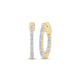 Yellow Gold 14k Medium Hoop Diamond Earrings - Miral Jewelry